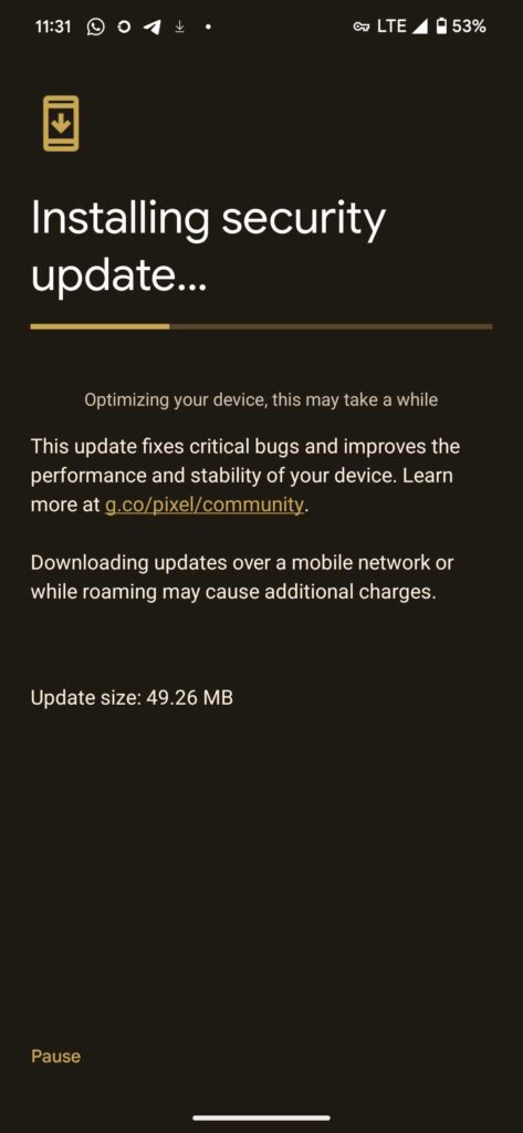 April 2025 security patch update for pixel phones