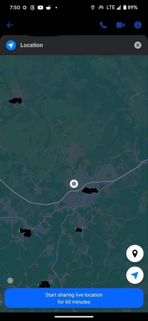 live location with Facebook Messenger